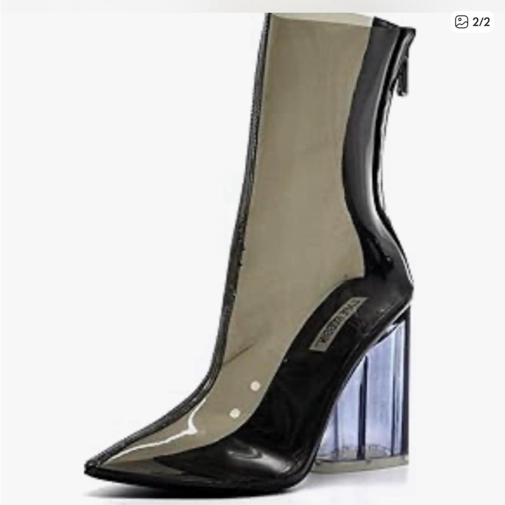 Transparent Black High Heel Booties